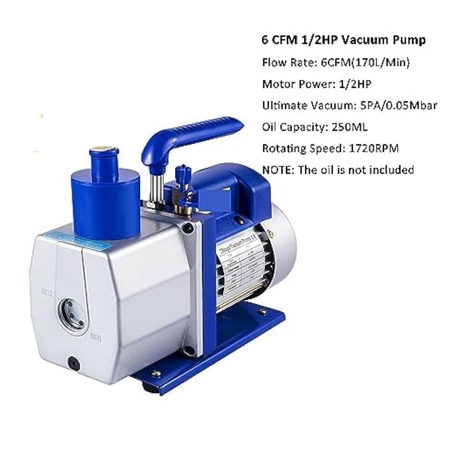Amazon｜真空ポンプ 6 CFM 1 HP 二段空調真空ポンプ 5PA 真空